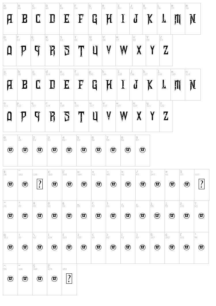 Shadows of Security font map